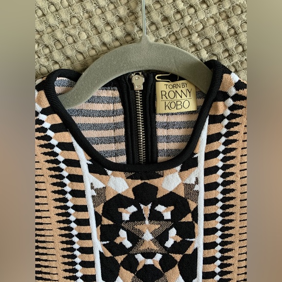 Torn By Ronny Kobo knit black, white, and nude dress - Picture 7 of 9